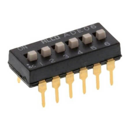 1825057-5 SWITCH DIP 6 Pos. SPST 100mA 24VDC THT V/T - 1