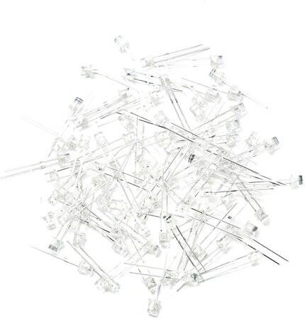 18mm Leg 3mm LED Water Clear Red Use 2V 20mA - 5