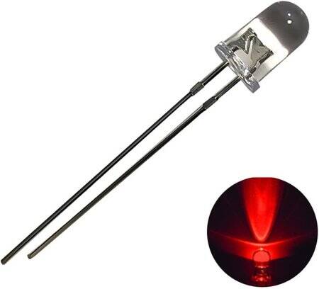 18mm Leg 5mm Flat LED Water Clear Red Use 2V 20mA - 1