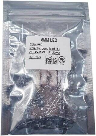 18mm Leg 5mm Flat LED Water Clear Red Use 2V 20mA - 2