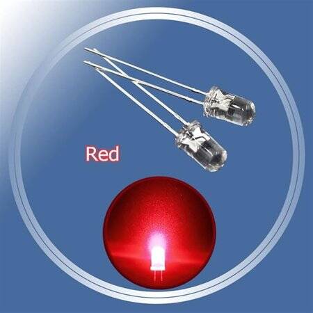 18mm Leg Water Clear LED 5mm Red - 3