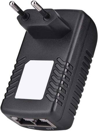 18V 1A 100M PoE Injector EU Plug - Silver Network Port - 1