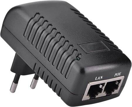18V 1A 100M PoE Injector EU Plug - Silver Network Port - 3