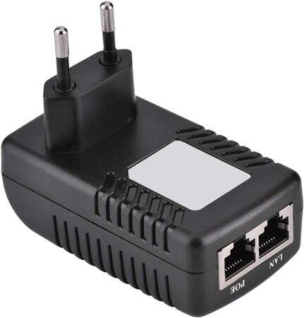 18V 1A 100M PoE Injector EU Plug - Silver Network Port - 4