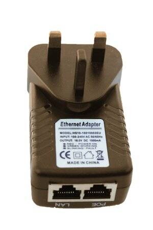 18V 1A 100M PoE Injector UK Plug - Silver Network Port - 1
