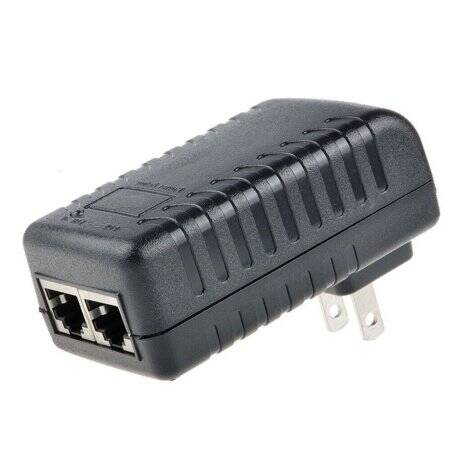 18V 1A 100M PoE Injector US Plug - Silver Network Port - 1