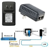 18V 1A 100M PoE Injector US Plug - Silver Network Port - 5