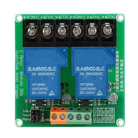 2 Channel Relay Module 30A With Optocoupler Isolation 24V Supports High And Low Triger - 2