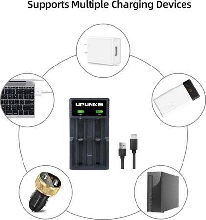 2-Channel US Plug Universal 18650 Battery Charger Li ion Rechargeable Smart Charger For 14500 16340 - 4