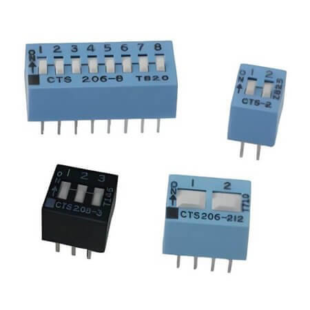 206-2ST SWITCH DIP 2 Pos. SPST 50mA 24VDC THT V/T - 1