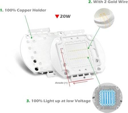 20W SMD High Power LED Bulb Blue - 4