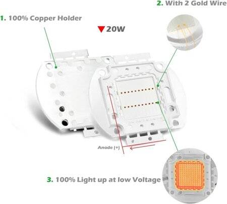 20W SMD High Power LED Bulb Plant Red - 3