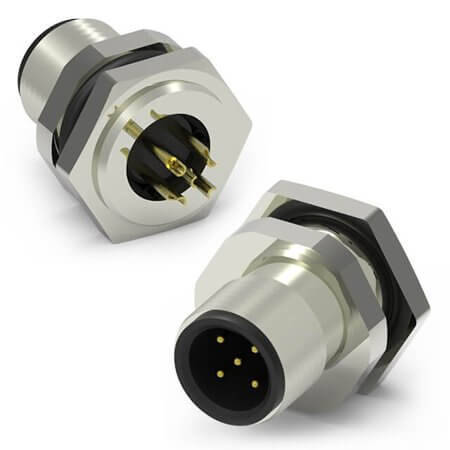 216A-05MAR CONN.MICRO JACK 5PIN M12 MALE SOLDER REAR FASTENED - 1