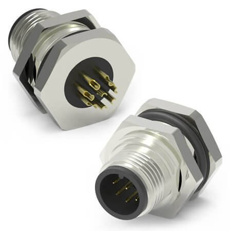 216A-08MAF CONN.MICRO JACK 8PIN M12 MALE SOLDER FRONT FASTENE - 1