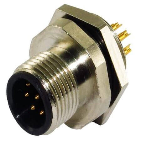 216A-08MAR CONN.MICRO JACK 8PIN M12 MALE SOLDER REAR FASTENED - 1