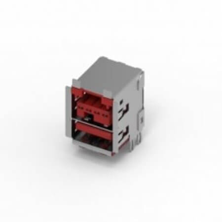 218B-24G01 POWERED USB RECEPTACLE 24V RED - 1