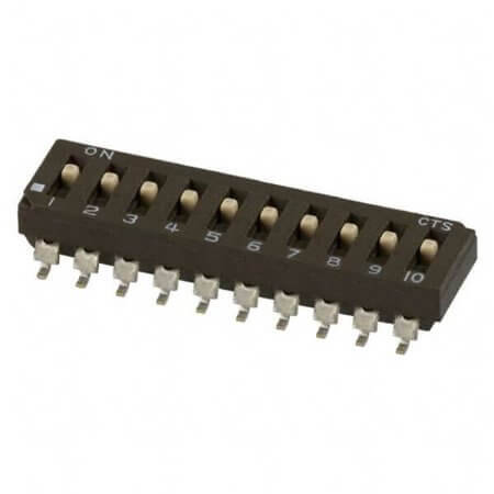 219-10LPST SWITCH DIP 10 Pos. SPST 100mA 20VDC SMT V/T - 1