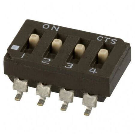 219-4MSTR SWITCH DIP 4 Pos. SPST 100mA 20VDC SMT V/T - 1