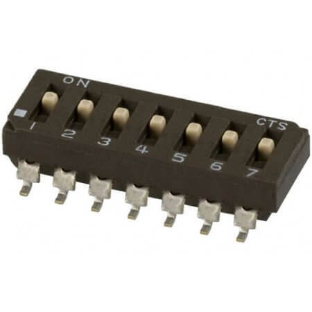 219-7MST SWITCH DIP 7 Pos. SPST 100mA 20VDC SMT V/T - 1