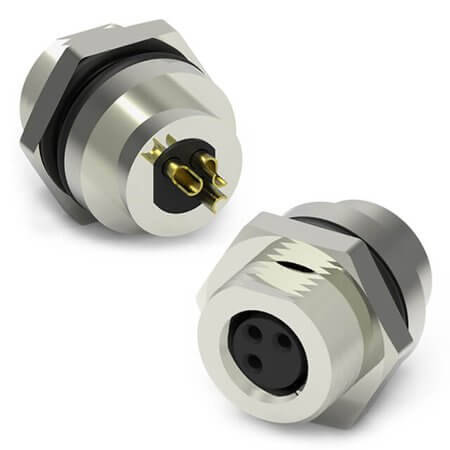 219A-03FAF CONN.MICRO JACK 3PIN M8 FEMALE SOLDER FRONT FASTEN - 1