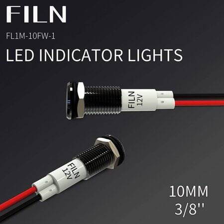 22-28V 10mm Green LED Indicator Light With 20cm Cable - 2