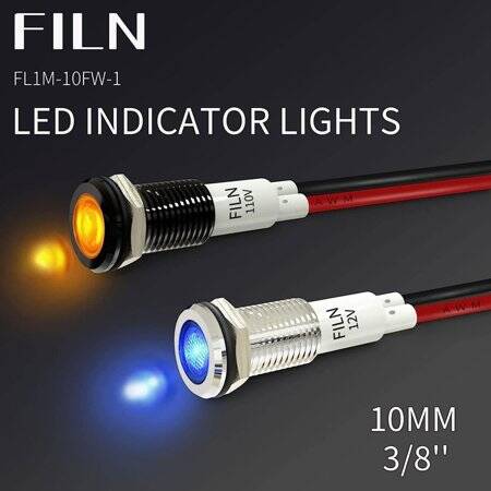 22-28V 10mm Green LED Indicator Light With 20cm Cable - 3