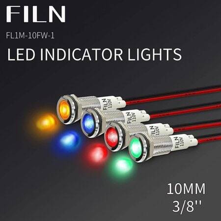 22-28V 10mm Green LED Indicator Light With 20cm Cable - 4