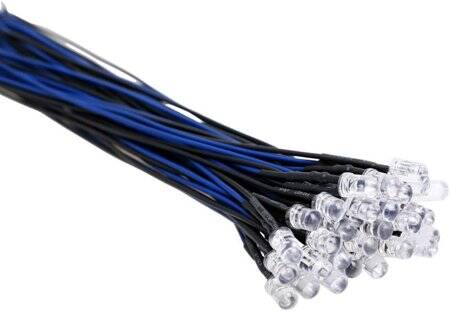 22-28V 5mm Blue LED Indicator Light With 20cm Cable - 1
