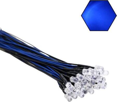 22-28V 5mm Blue LED Indicator Light With 20cm Cable - 2