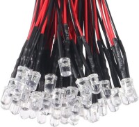 22-28V 5mm Water Clear Red LED Indicator Light With 20cm Cable - 2