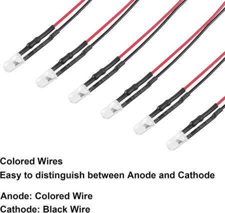 22-28V 5mm Water Clear Red LED Indicator Light With 20cm Cable - 4