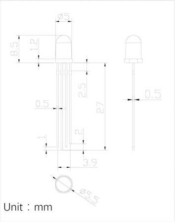 22-28V 8mm Şeffaf Mor LED 20cm Kablolu - 3