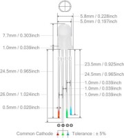 22-28V 8mm Water Clear RGB Slow Flash LED Indicator Light With 20cm Cable - 2