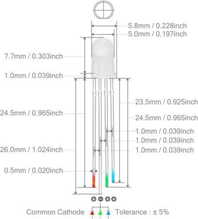 22-28V 8mm Water Clear RGB Slow Flash LED Indicator Light With 20cm Cable - 2