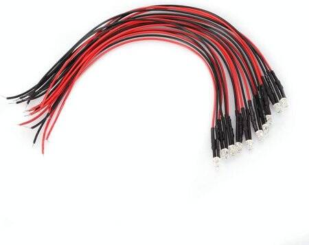 220V 3mm Orange LED Indicator Light With 20cm Cable - 1