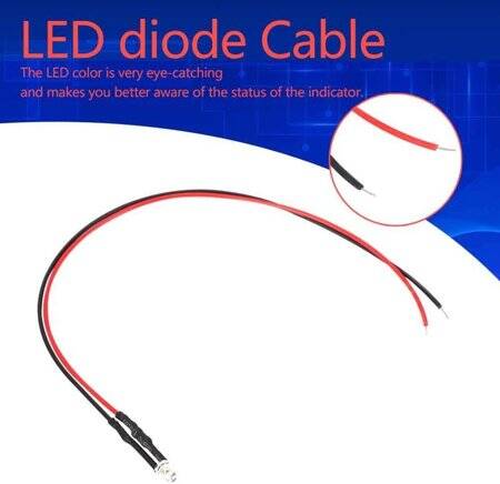 220V 3mm Orange LED Indicator Light With 20cm Cable - 2
