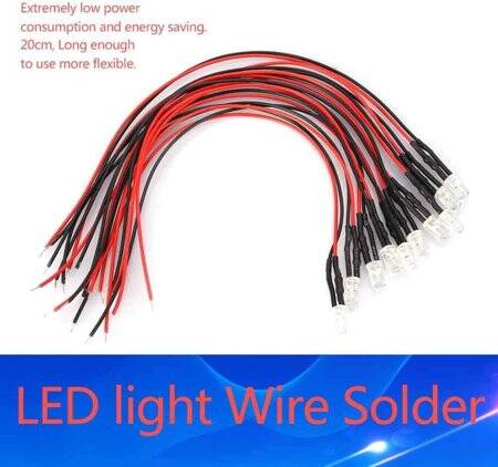 220V 3mm Orange LED Indicator Light With 20cm Cable - 3