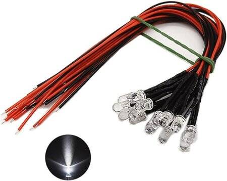 220V 5mm Water Clear Pure Green LED Indicator Light With 20cm Cable - 1