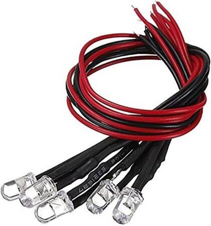 220V 5mm Water Clear Pure Green LED Indicator Light With 20cm Cable - 3