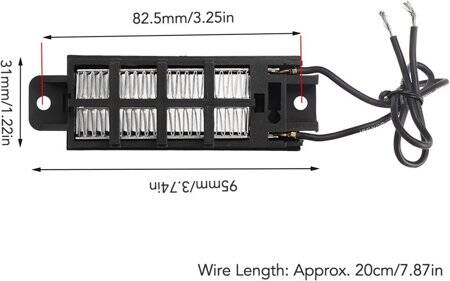 24V 100W İletken Tip Otomatik Termostat PTC Seramik Hava Isıtıcı 95x31x25mm - 2