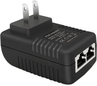 24V 1A 100M PoE Injector US Plug - Silver Network Port - 1