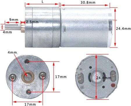 25GA-370 12V 26RPM DC Reducer Gear Motor - 5