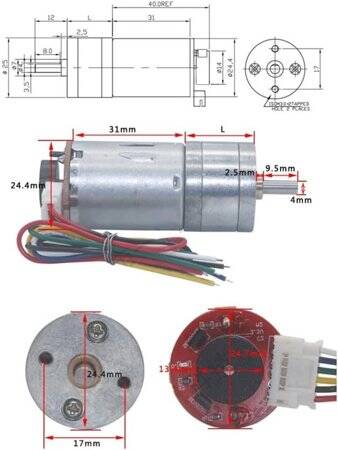 25GA-370 6V 26RPM DC Reducer Gear Motor With Encoder - 2