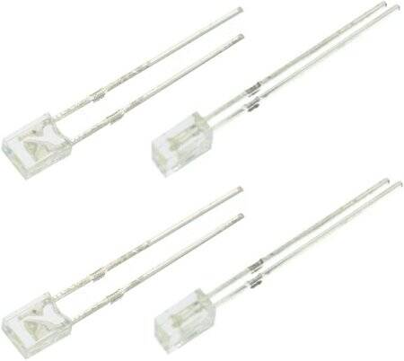 28mm Leg 234 Rectangular LED Water Clear Yellow Use 2V 20mA - 1