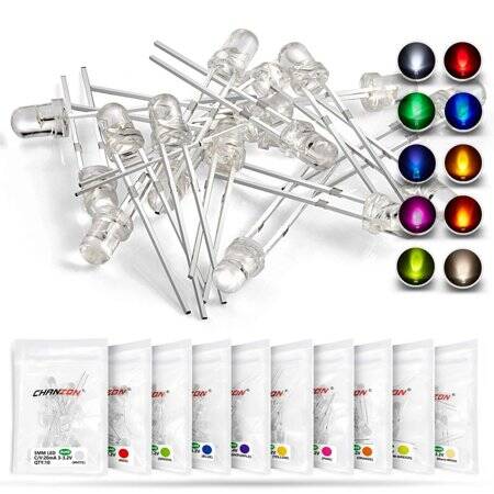 28mm Leg 3mm LED Water Clear Red+Blue CA Use 2V 20mA - 1