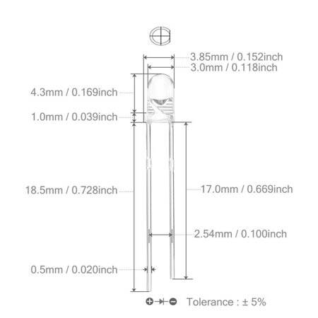 28mm Leg 3mm LED Water Clear Red+Blue CA Use 2V 20mA - 2
