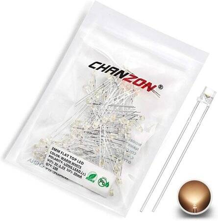 28mm Leg 3mm LED Water Clear Red+Yellow CA Use 2V 20mA - 1
