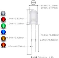 28mm Leg 5mm LED Water Clear Red+Yellow Green CA Use 2V 20mA - 3