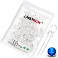 28mm Leg 5mm Straw Hat LED Water Clear Blue Use 3V 20mA - 1