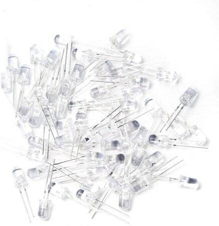 28mm Leg 5mm Straw Hat LED Water Clear Blue Use 3V 20mA - 4